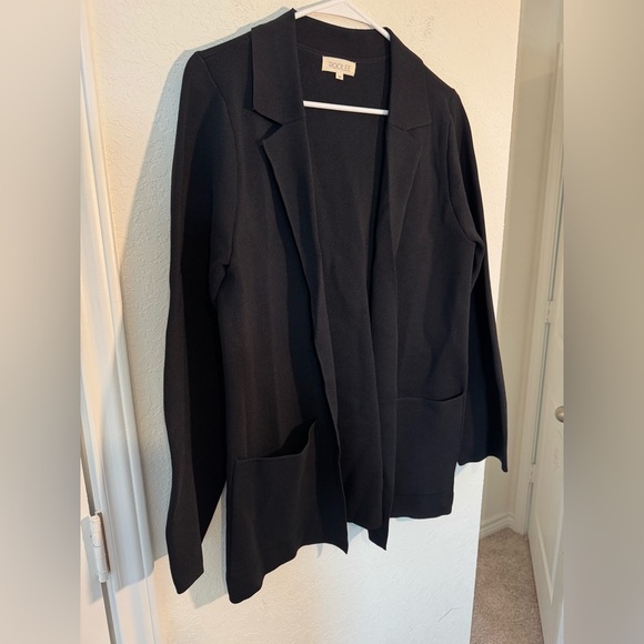 Roolee Black Open Front Long Blazer Cardigan Black Womens Size Small - Picture 2 of 9